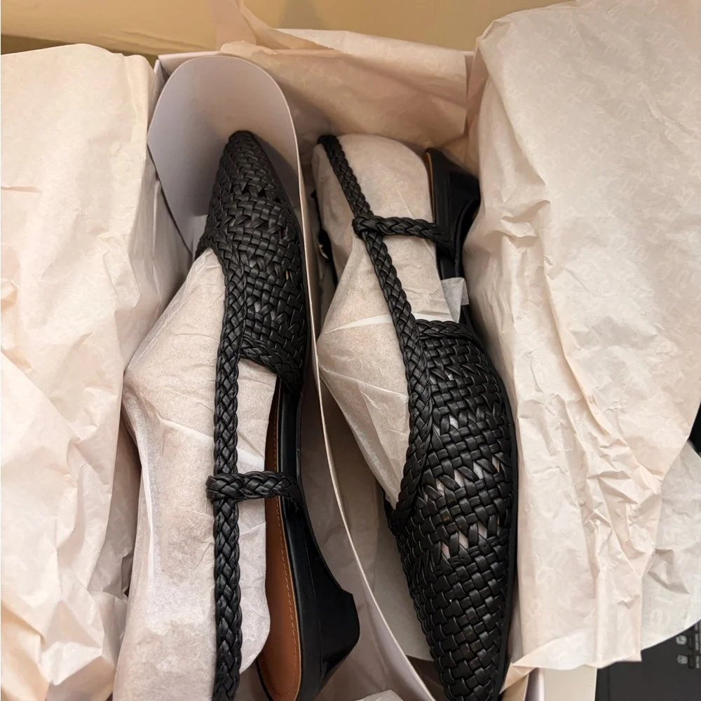 Marc Fisher Black Woven Slingback Flats - Kelysa style - Picture 11 of 14
